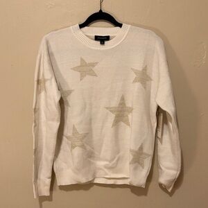 Chico's Ivory Star Crew Neck Sweater